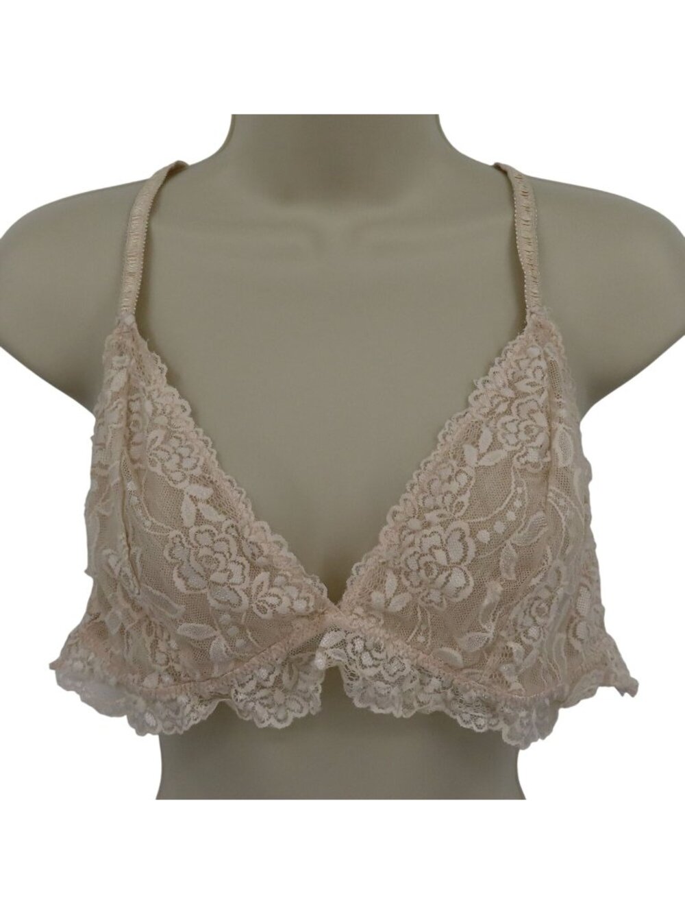 Undies Affair Women Extra Large XL Cream Floral Flower Lace Wireless Bralette
